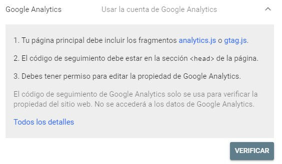 Activar Search Console con Google Analytics