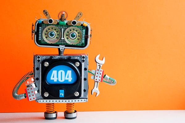 Robot arreglando error 404